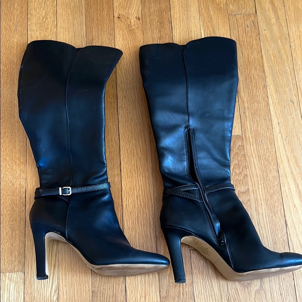 Elegant Black Leather Knee-High Boots